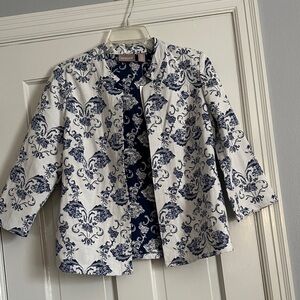 Chico's Blue and White Floral Jacket
